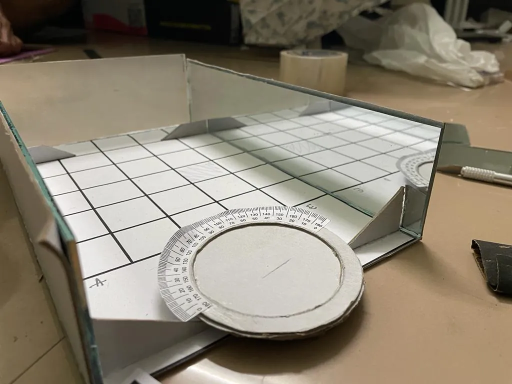 fig 4.1 - Shows Laser and the board where mirrors are presented