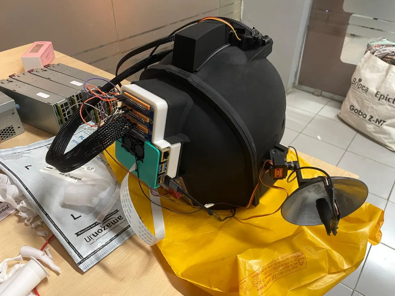 Electronics mounted on the shell